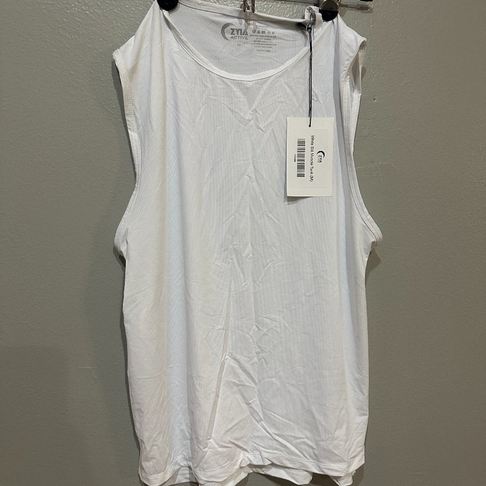 ZYIA White Slit Muscle Tank